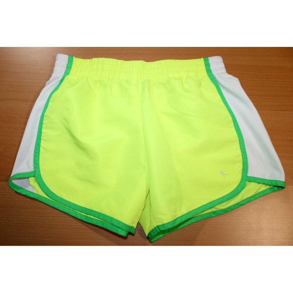 Womens Danskin Now Woven Shorts Built In Underwear XS 0-2 Yellow White DNL 14204